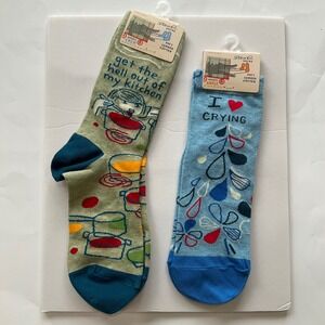 Blue Q Novelty Socks Bundle 2 Pairs Women Funny Snarky Crew Ankle Size 5-10 NEW